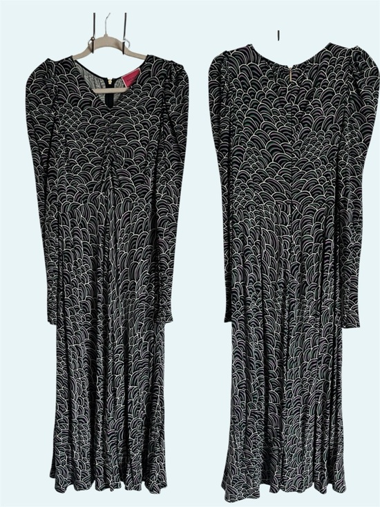 kate spade Dresses & Skirts - Kate Spade Long Sleeve Maxi Dress Size 4 purple abstract pattern V neck